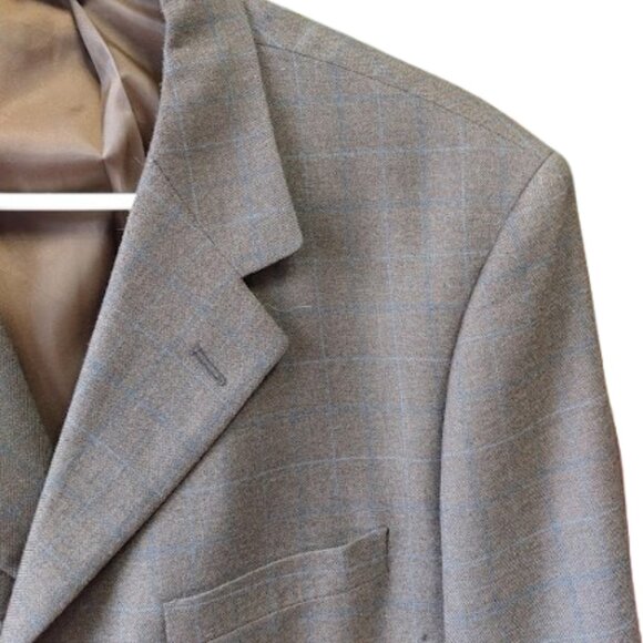 Brown Checked Blazer Jacket Fits Men Large XL - Picture 3 of 5